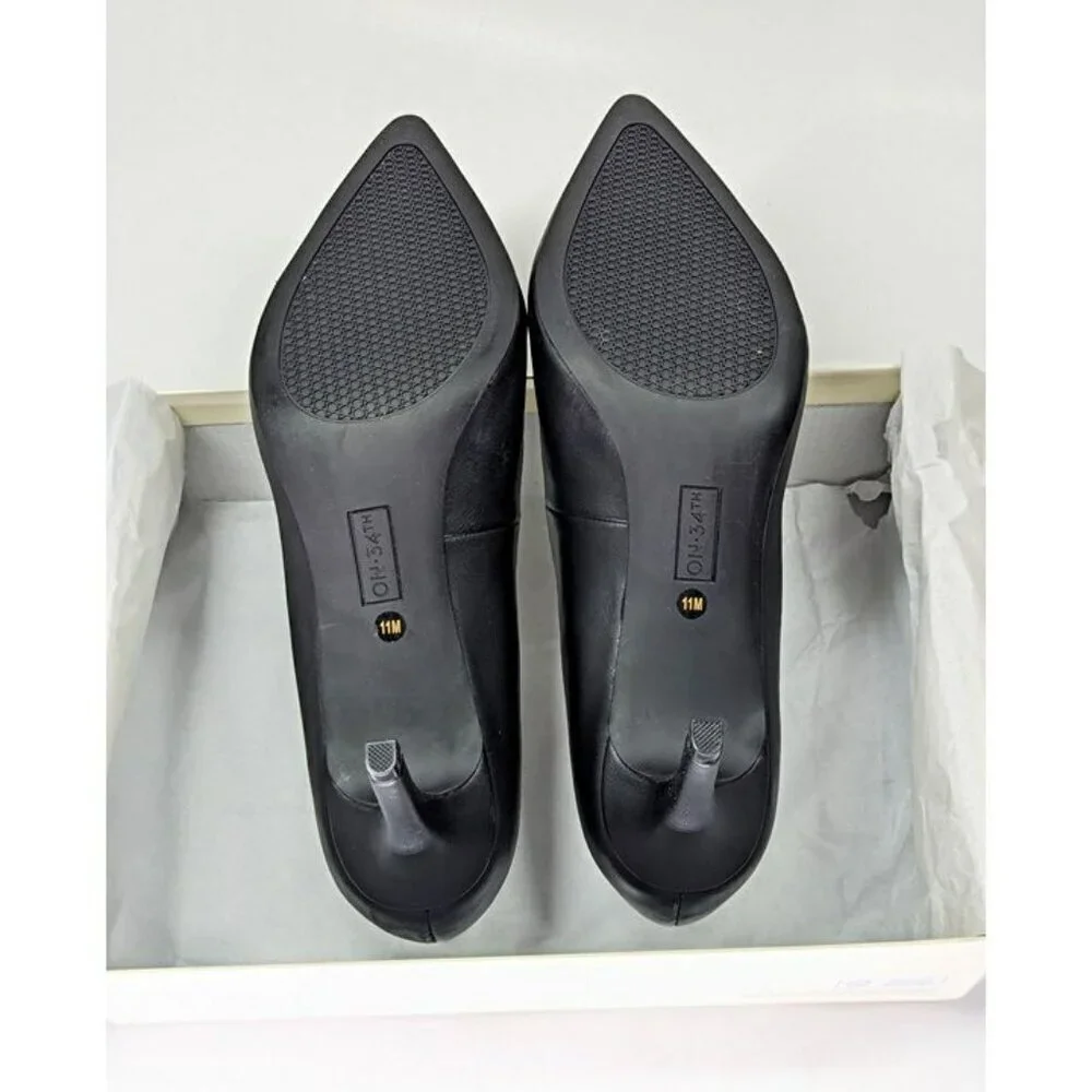 On 34th Women's Jeules Black Leather Pointed-Toe Pumps Size 11 (MSRP $80)
